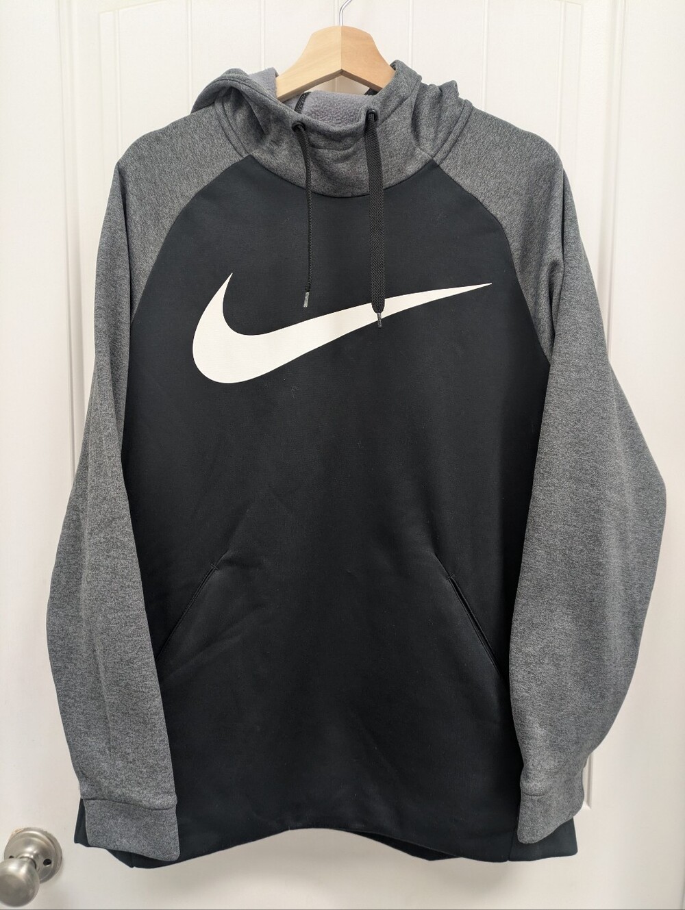 Nike Black & Gray Pullover Hoodie with White Swoosh